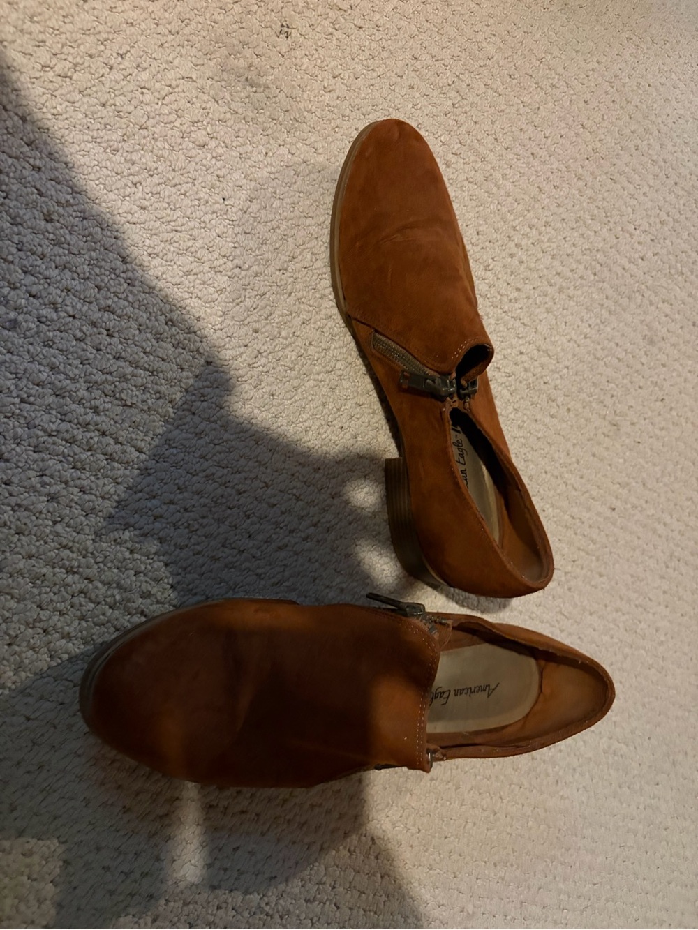 American Eagle Outfitters Brown Suede Ankle Booties with Side Zip